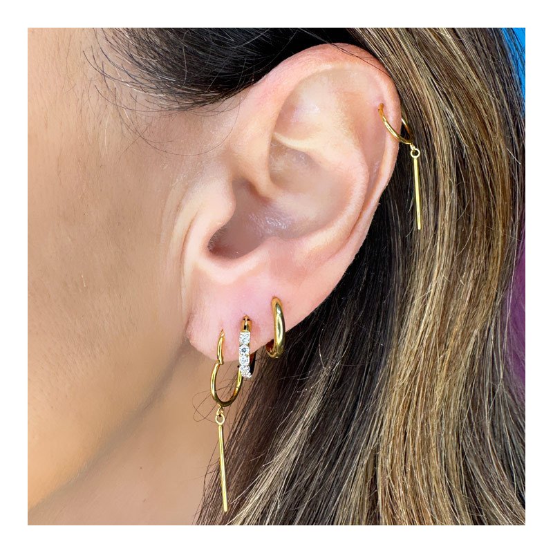 Piercing Argolinha com Pingente Palito - Titânio - 6ORE953
