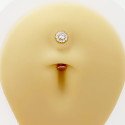 Piercing de Umbigo em Titânio - Banana Floating com Flor Cravejada em Zircônias - 1SIM146