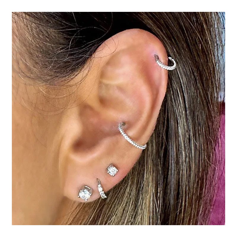 Piercing Orelha ou Septo - Argolinha Clicker em Titânio PVD Tripla Face com Zircônias - 6ORE967