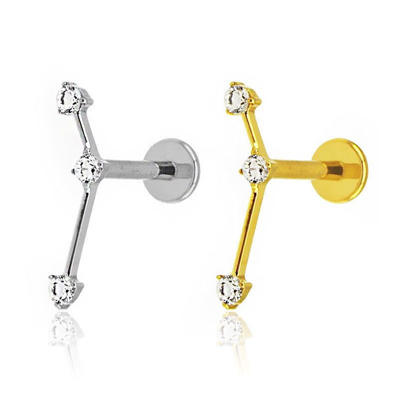 Piercing Labret Constelação com Zircônias em Titânio - 6ORE968