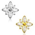 Piercing Labret Flor Marquise com Zircônias em Titânio - 6ORE969