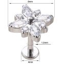 Piercing Labret Flor Marquise com Zircônias em Titânio - 6ORE969