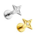 Piercing de Orelha - Labret Estrela com Zircônia - Titânio - 7TRG261
