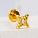 Piercing de Orelha - Labret Estrela com Zircônia - Titânio - 7TRG261