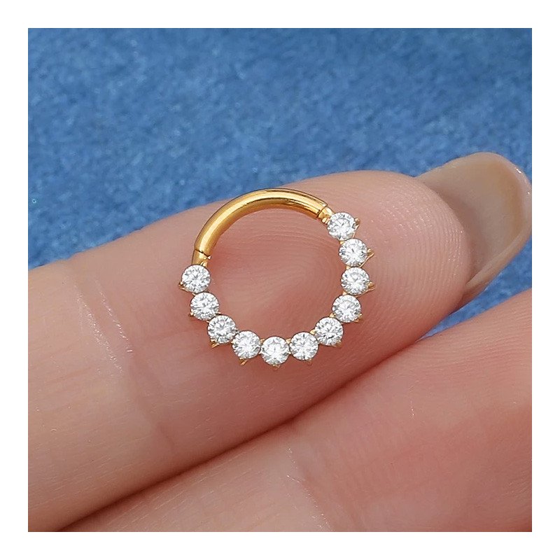 Piercing  Daith ou Septo Argolinha Clicker Com Zircônias - 100% em Titânio - 6ORE988