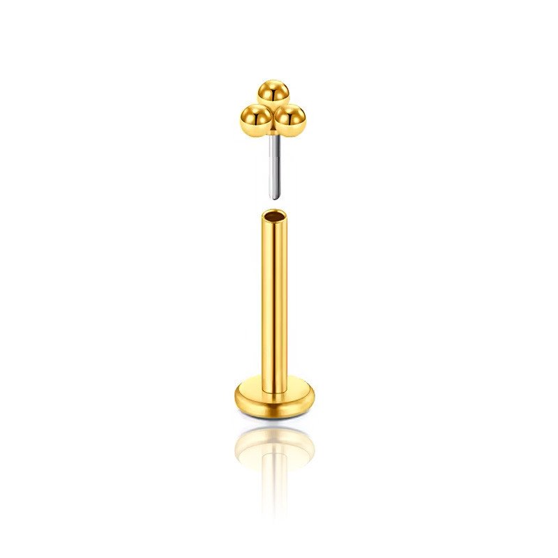 Piercing Labret em Titânio - Trillion  - Natural ou PVD Gold - 7TRG128