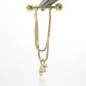 Piercing de Orelha Hélix - Correntes em Prata com Pingente em Zircônia Banhado a Ouro - 6ORE992