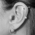 Piercing de Orelha Hélix - Corrente de Prata com Pingente em Zircônia - 6ORE1003