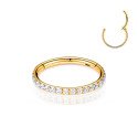 Piercing de Orelha Hélix Argolinha em Titânio PVD Gold com Cristais - 6ORE586