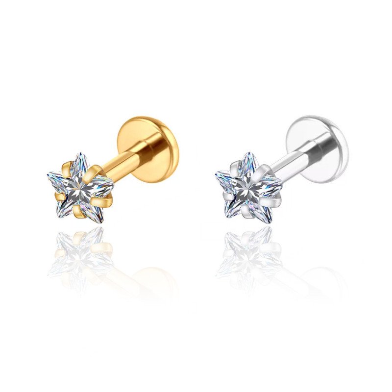 Piercing de Tragus / Orelha - Estrela de Zircônia - 100% Aço Cirúrgico - 7TRG102