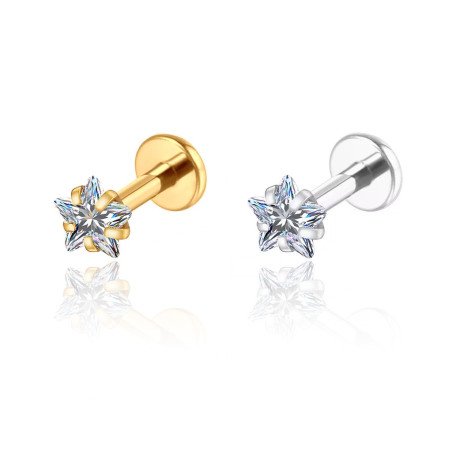 Piercing de Tragus / Orelha - Estrela de Zircônia - 100% Aço Cirúrgico - 7TRG102