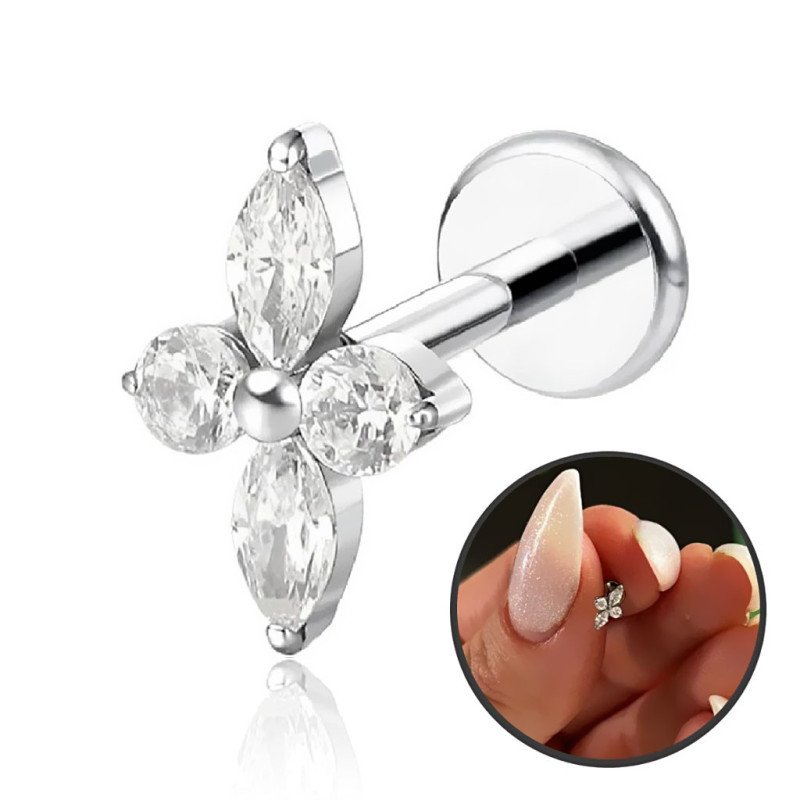 Piercing de Tragus em Titânio - Labret Estrela Polar - Rosca Interna - 7TRG195