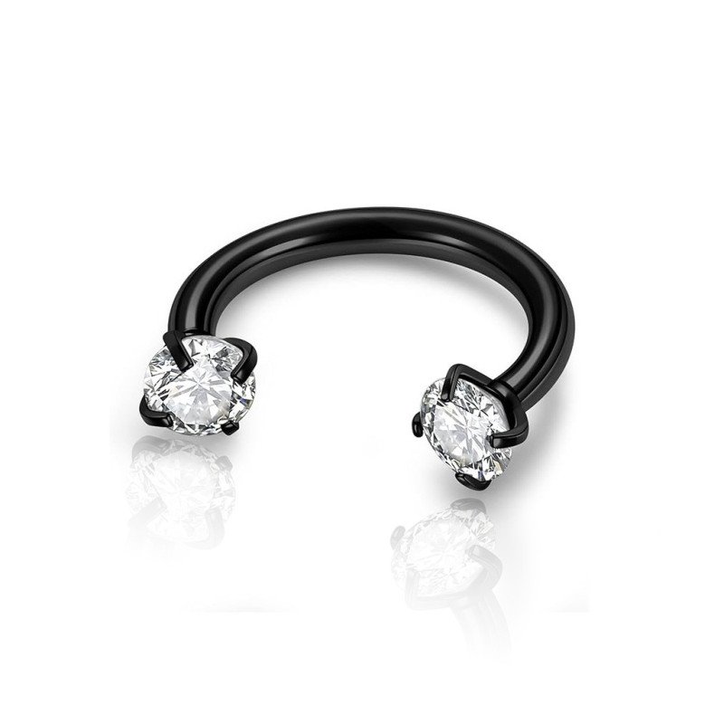 Piercing Twist Ferradura Titânio Black com Zircônia - 12TWS12