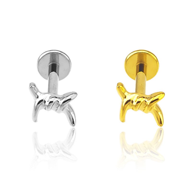 Piercing  Labret Arame Farpado Luxo em Titânio - 6ORE1007