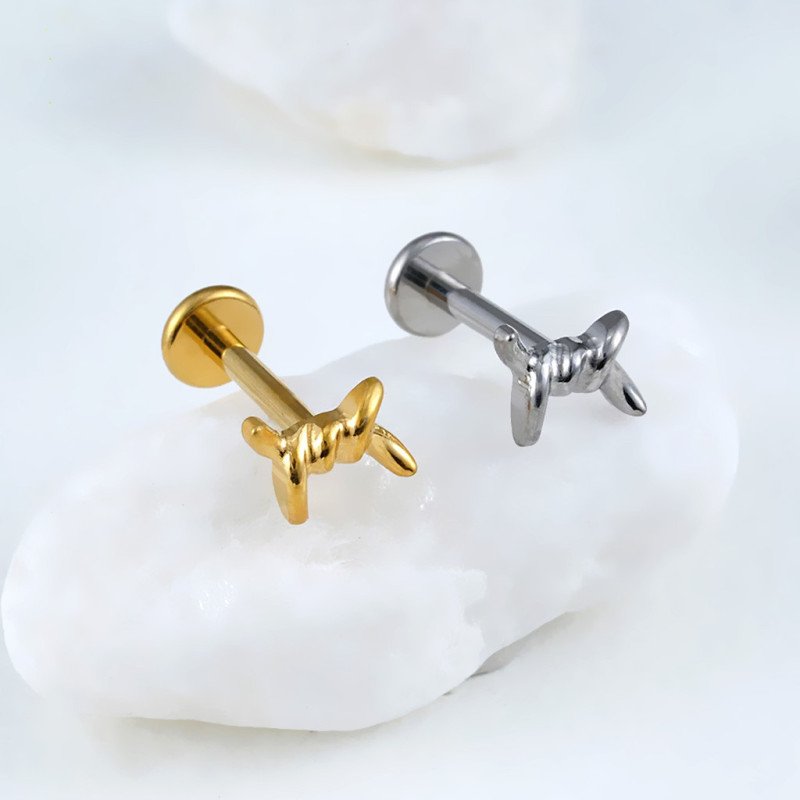 Piercing  Labret Arame Farpado Luxo em Titânio - 6ORE1007