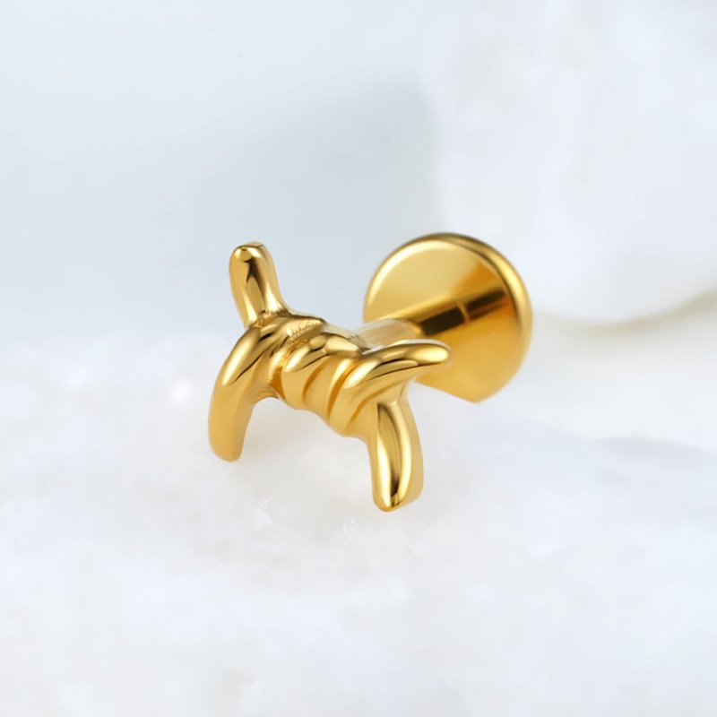 Piercing  Labret Arame Farpado Luxo em Titânio - 6ORE1007