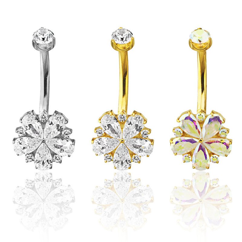 Piercing de Umbigo - Sakura Flor - 100% em Titânio com Zircônias - 1FLO100