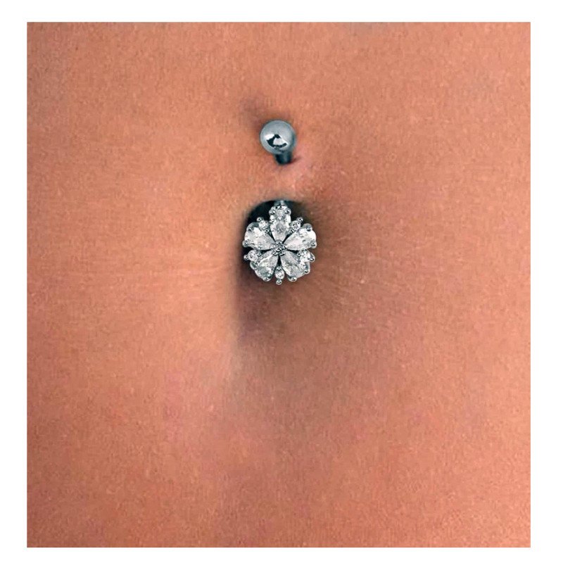 Piercing de Umbigo - Sakura Flor - 100% em Titânio com Zircônias - 1FLO100