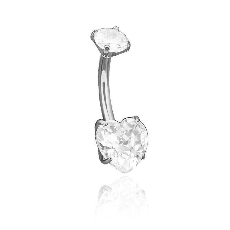 Mini Piercing para Umbigo - Coração em Zircônia - 1MIN41