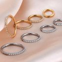 Piercing de Orelha Hélix Argolinha em Titânio PVD Gold com Cristais - 6ORE586
