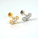 Piercing Labret Cluster 3 Zircônias em Aço Cirúrgico - Pin Push - 6ORE1010