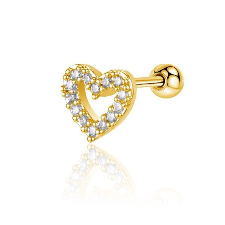 Piercing para Orelha Banhado a Ouro com Lindo Coração - 6ORE352