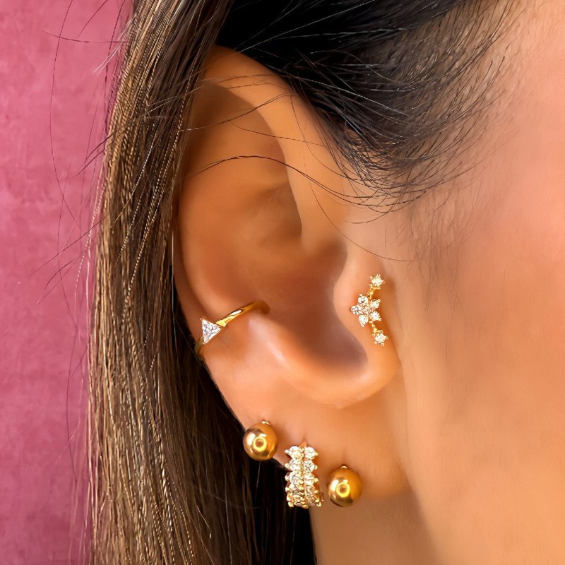 Piercing de Orelha - Cluster Flores - 6ORE1014
