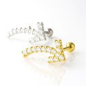 Piercing de Orelha em Aço Cirúrgico - Flecha toda cravejada com Cristais -  Prateado ou Banhado a Ouro - 6ORE775