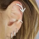 Piercing de Orelha em Aço Cirúrgico - Flecha toda cravejada com Cristais -  Prateado ou Banhado a Ouro - 6ORE775
