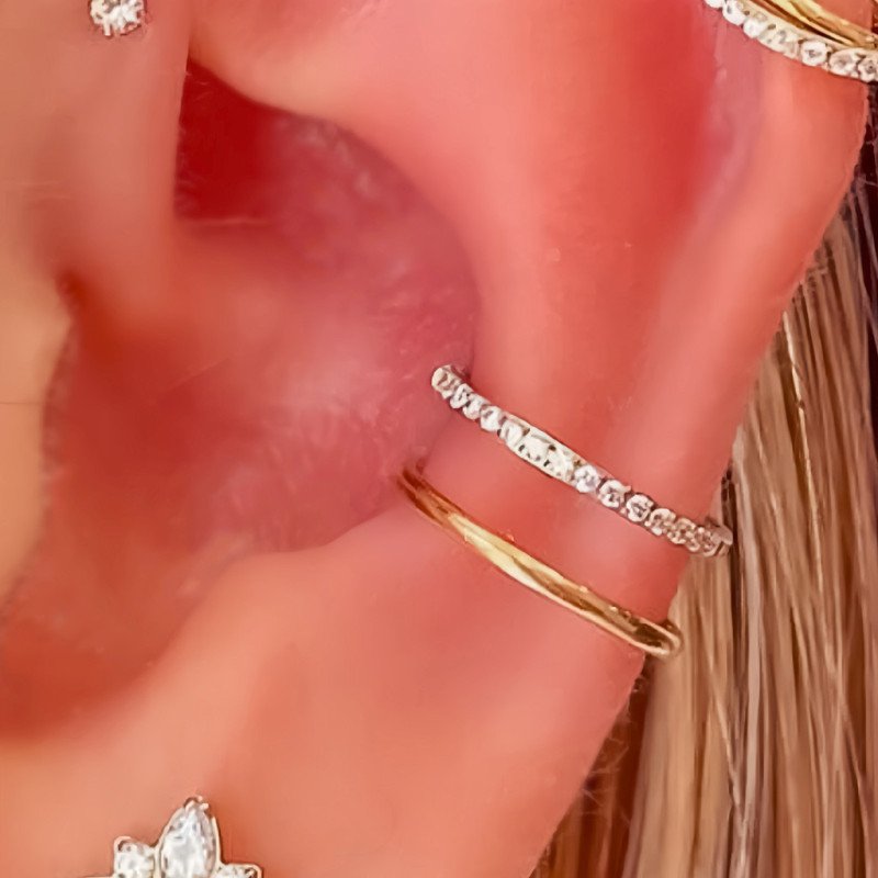 Piercing de Orelha para Conch - Argolinha Dupla - Aço Cirúrgico - 6ORE1018