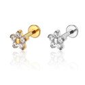 Piercing de Orelha - Labret Mini Flor Delicada com 5 Pétalas - Rosca Interna - 6ORE1020