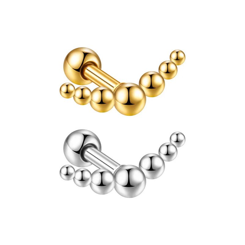 Mini Piercing de Orelha - Arco com Bolinhas - Aço Cirúrgico - 6ORE1021