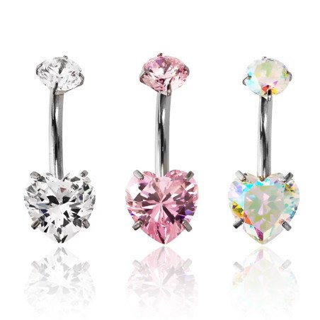 Piercing de Umbigo - Coração em Zircônia - Titânio - 1COR103