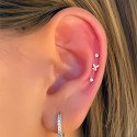 Piercing Labret Mini Borboleta em Titânio - Pin Push  Haste Mais Fina - 7TRG265