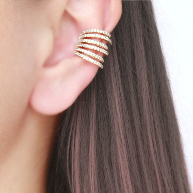 Piercing para Orelha Ear Cuff Fake Luxo Cravejado – Brilho sem Furo - 6ORE1023