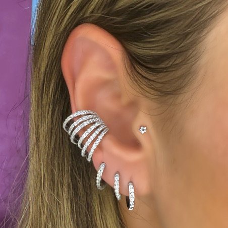 Piercing Labret Mini Florzinha em Titânio - Pin Push  Haste Mais Fina - 7TRG266