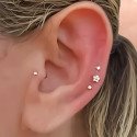 Piercing Labret Mini Florzinha em Titânio - Pin Push  Haste Mais Fina - 7TRG266