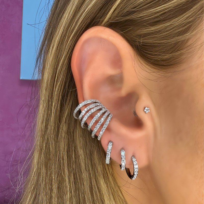 Piercing Labret Mini Florzinha em Titânio - Pin Push  Haste Mais Fina - 7TRG266