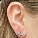Piercing de Orelha - Labret Cluster Aço Cirúrgico com 6 Zircônias Baguetes - Rosca Interna - 6ORE1027