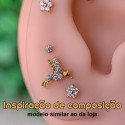 Piercing de Orelha - Labret Beija Flor Aço Cirúrgico com Zircônias - Rosca Interna - 6ORE1028