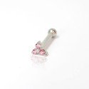Piercing de Orelha Delicado Trillion Rosa - Aço Cirúrgico - 7TRG267