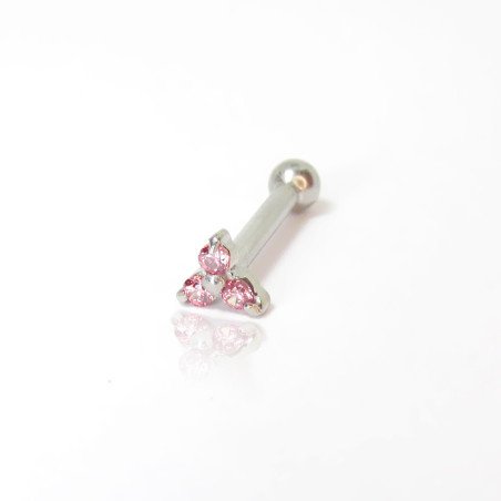 Piercing de Orelha Delicado Trillion Rosa - Aço Cirúrgico - 7TRG267