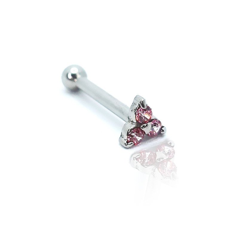 Piercing de Orelha Delicado Trillion Rosa - Aço Cirúrgico - 7TRG267
