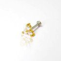 Piercing de Tragus Labret Trillion com Zircônias  - Titânio PVD Gold - 7TRG270