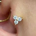 Piercing de Tragus Labret Trillion com Zircônias  - Titânio PVD Gold - 7TRG270