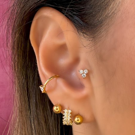 Piercing de Tragus Labret Trillion com Zircônias  - Titânio PVD Gold - 7TRG270