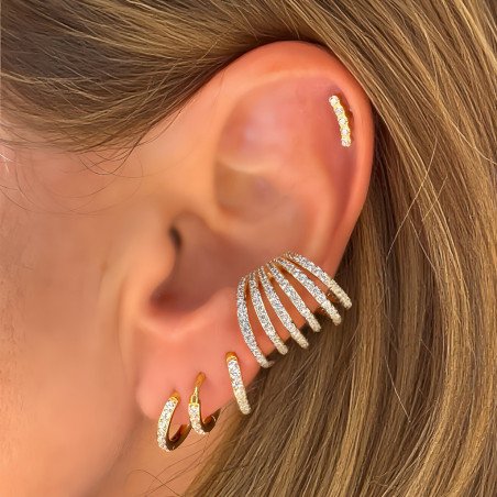 Piercing de Orelha - Labret Cluster 5 Zircônias - Rosca Interna - 6ORE1025