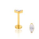 Piercing de Orelha em Titânio - Labret Zircônia Navete - Pin Push - 7TRG271