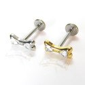 Piercing para Orelha Labret  - Mini Osso Cravejado - Titânio - 6ORE1032