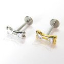 Piercing para Orelha Labret  - Mini Osso Cravejado - Titânio - 6ORE1032